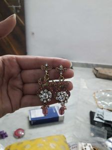 Pink earrings with mang tika