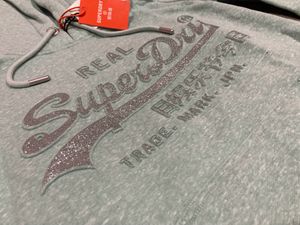 SUPERDRYBrand Embossed Hoodie with Kangaroo Pocket
