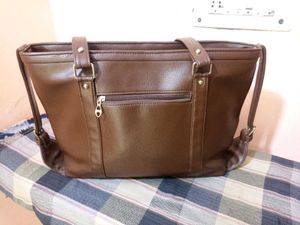Suvarna brown vegan leather tote bag