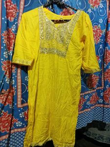 Yellow Embroidered Kurta