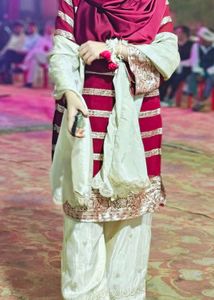 Maroon And Cream Pakistani Suit