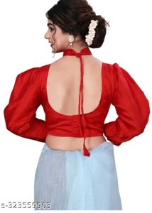 Red Embroidered High Neck Crop Top