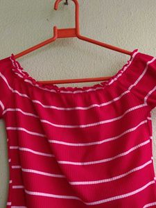 Red Striped Off-Shoulder Top