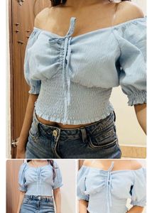 Combo Of Tulle Daisy, Blue, Black Slippers &amp; Top