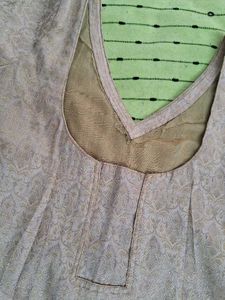 Banarasi zari embroidery silk kurta kameez wear