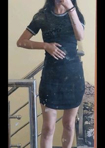 H n M Ripped Black Dress