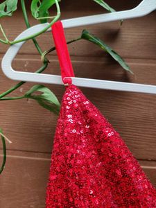 High Slit Red Sequins Party Dress