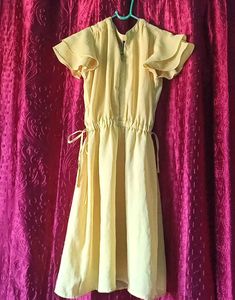 Yellow Chiffon Mini Dress