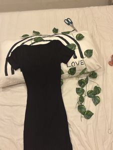 Black Ribbed Bodycon Dress