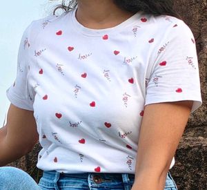 Cute Heart Print Tee