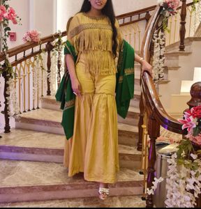 Golden Ethnic Top & Bottom Set