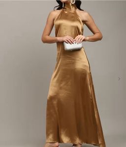 Golden Halter Maxi Dress