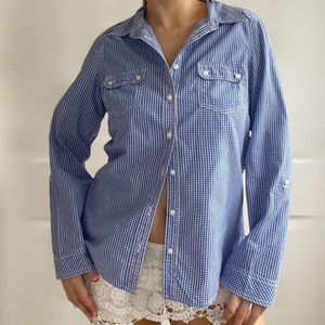 M&amp;S Women&#39;s Blue and White Blouse