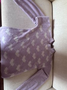 Cute Lavender Sweater With Heart Print