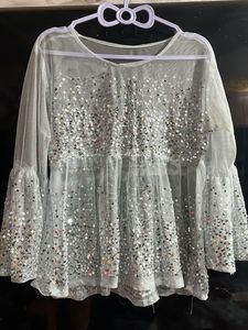 Silver Sequin Embellished Top