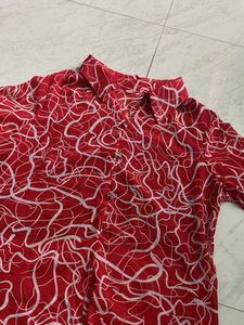 Red &amp; White Print Long Sleeve Shirt