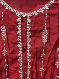 Maroon Embellished Kurti