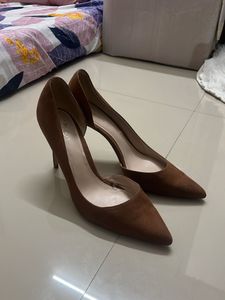 Mango Brown Suede Pointed Toe Heels