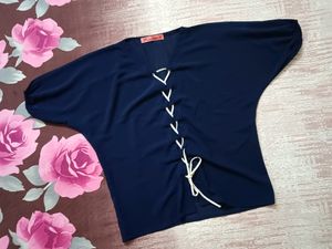 Blue Top With Black And White Inner