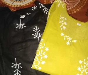 Floral Print Kurtis - Black & Yellow