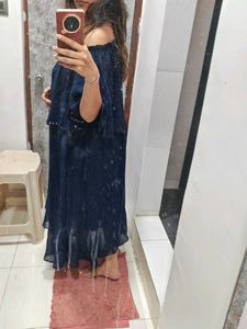 Navy Blue Off-Shoulder Dress