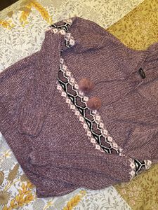 Casual Woolen Top With Hoodie