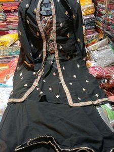 Elegant Black Embroidered Suit