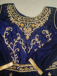 blue satin gown