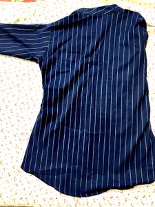 Striped Mandarin Collar Top