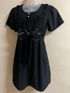 Korean Style One Piece With Bow On Waist🖤