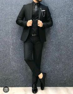 Black Shinny 3 piece Suit Mens
