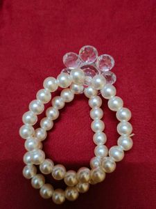 Pearl Flower Bracelet Combo, White And Pista Green