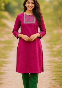 Pink Embellished Kurti Dress