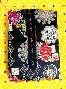 Floral Print Salwar Kameez material new black