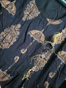 Printed Black Kurta