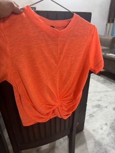 Front Wrap Detail Top Beautiful Coral Color