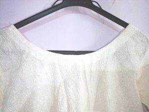 Off-White Fit &amp; Flare Cotton Midi Dress🤍