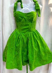 831312. Green Velvet Mini Dress