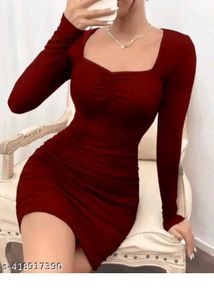 Burgundy Bodycon Mini Dress