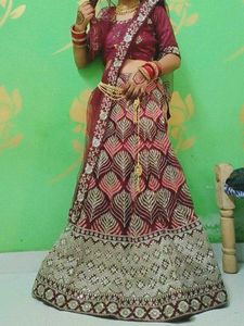 Elegant  Wine Colour Lehenga Choli Set