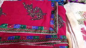 Elegant Blue Banarasi Silk Suit With Sare
