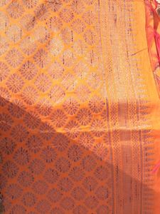 Orange Floral Pattern Saree