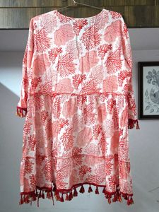 Red Tassle Short Kurta