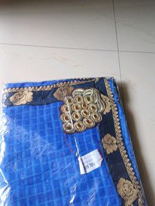 Elegant Blue Embroidered Saree