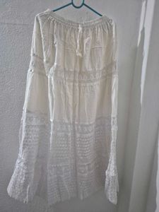 Boho Chic White Lace Skirt