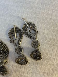 Silver bugadi Jhumka Earrings