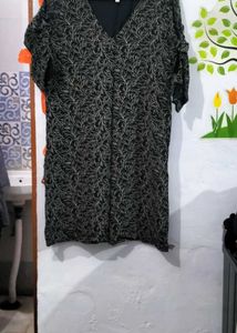 Black &amp; White Branch Print Dress Long Top