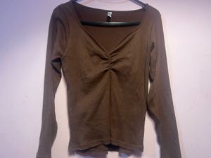 v neck ribbed Top full sleeves