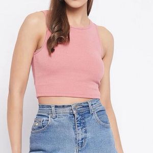 Pink Ribbed Tank Top