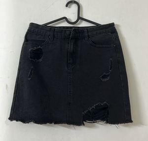 Branded Ruff And Rough Denim Skirt